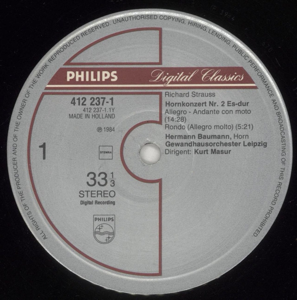 Richard Strauss Strauss: Horn Concertos Nos. 1&2 • Concertino For Horn Dutch vinyl LP album (LP record) RG6LPST879134