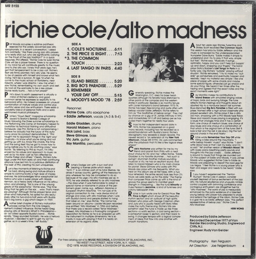 Richie Cole Alto Madness US vinyl LP album (LP record)