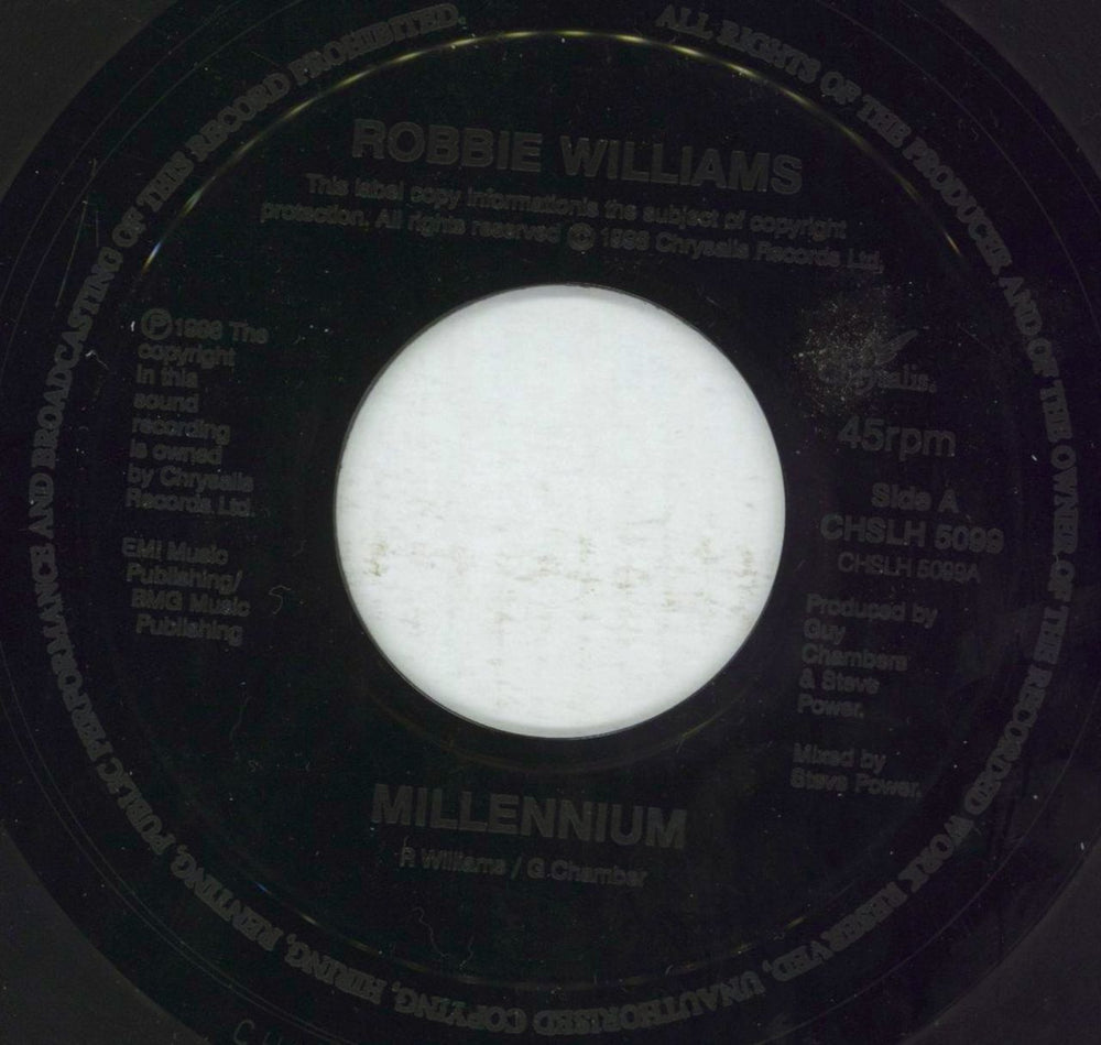 Robbie Williams Millennium - Jukebox UK 7" vinyl single (7 inch record / 45) CHSLH5099