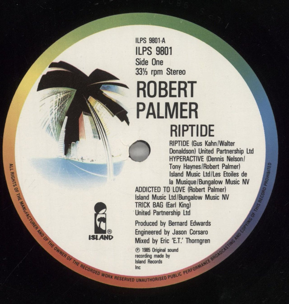 Robert Palmer Riptide UK vinyl LP album (LP record) PLMLPRI268546