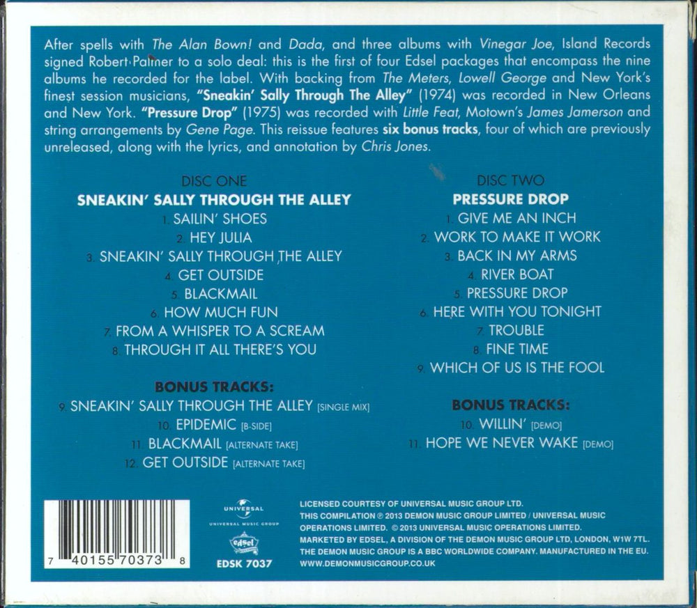 Robert Palmer Sneakin' Sally Through The Alley + Pressure Drop UK 2 CD album set (Double CD) 740155703738