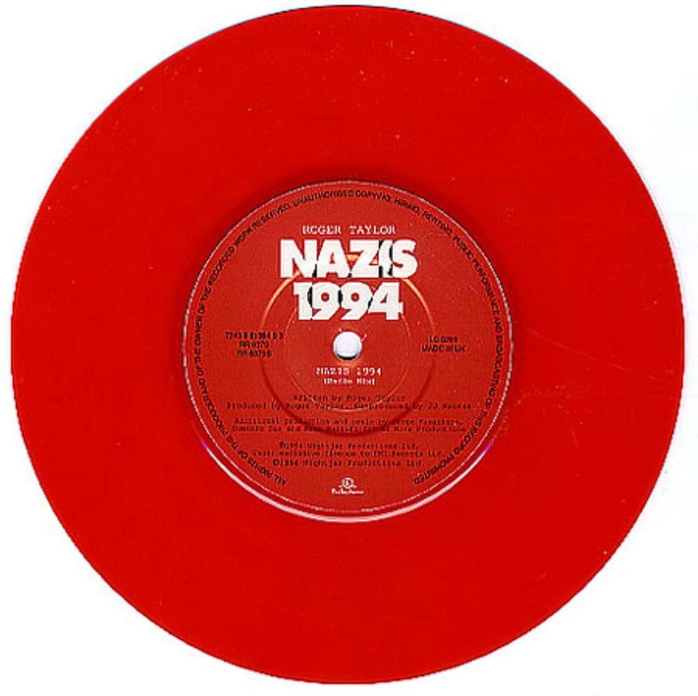 Roger Taylor Nazis 1994 - Red Vinyl UK 7" vinyl single (7 inch record / 45) ROG07NA28416