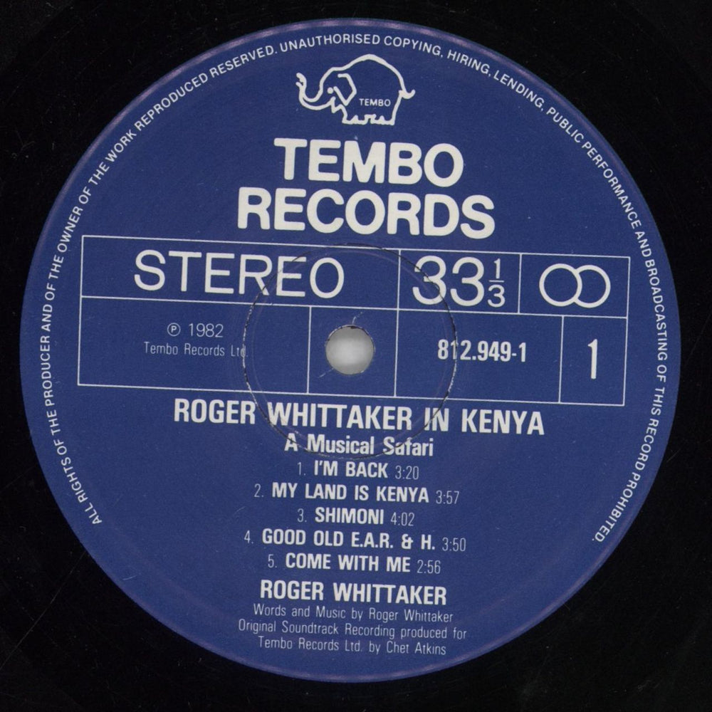 Roger Whittaker Roger Whittaker In Kenya - A Musical Safari UK vinyl LP album (LP record) RWHLPRO858490