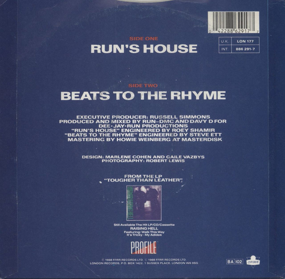 Run DMC Run's House UK 7" vinyl single (7 inch record / 45) 042288629177