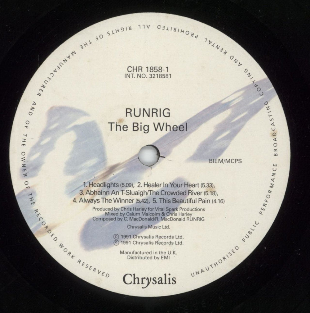 Runrig The Big Wheel - VG UK vinyl LP album (LP record) RUNLPTH876626