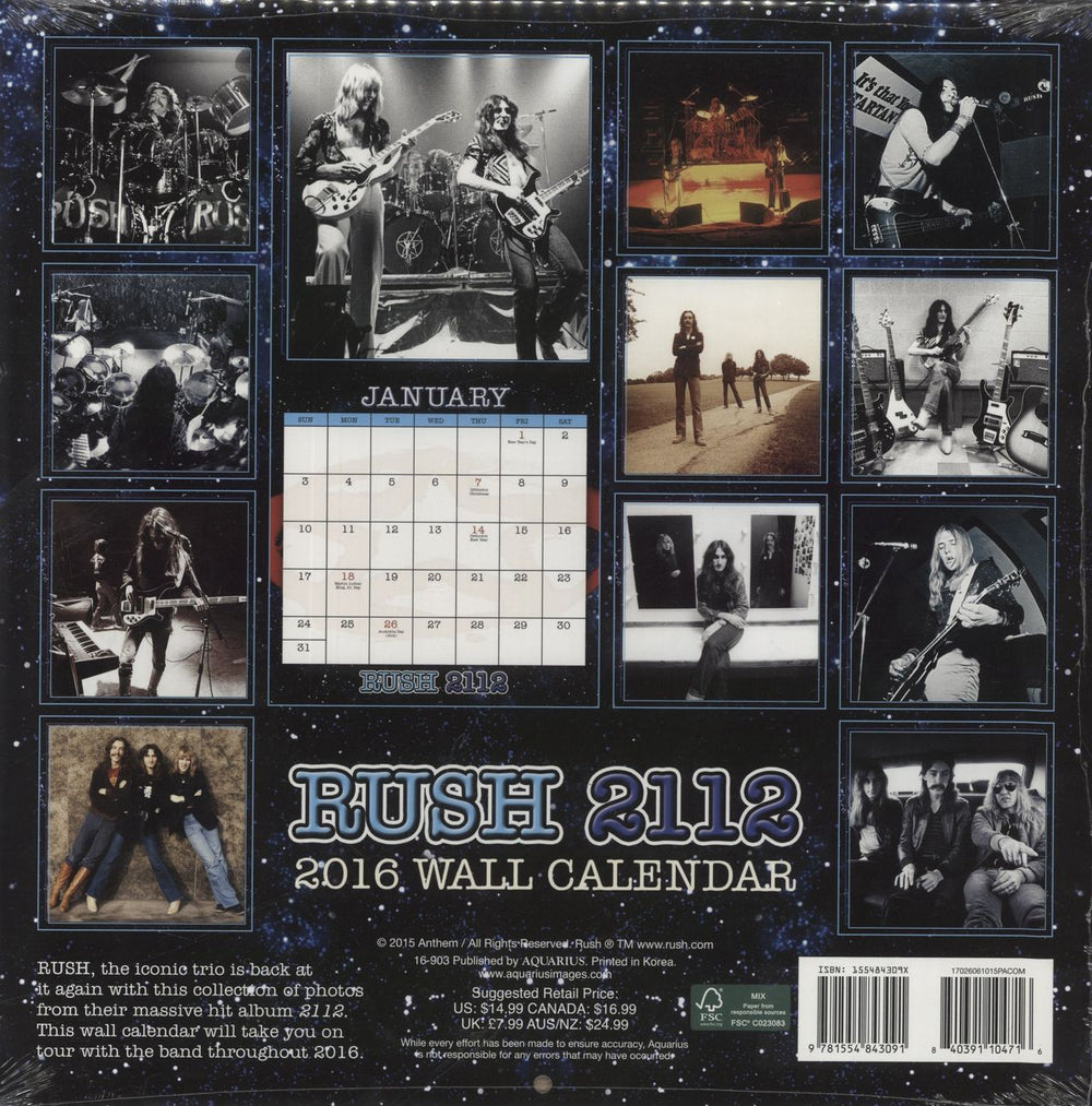 Rush Rush 2112 - 2016 Calendar - Sealed Canadian calendar 9781554843091