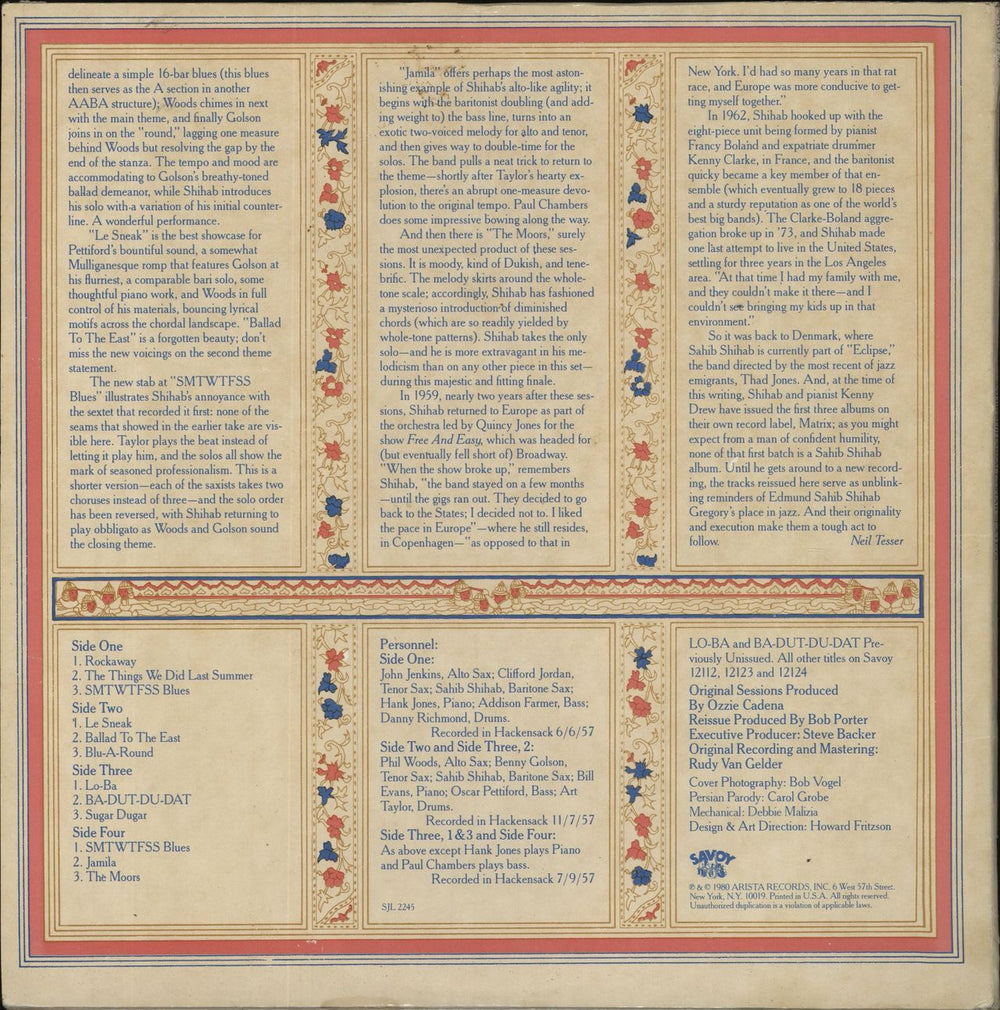 Sahib Shihab All-Star Sextets US vinyl LP album (LP record)