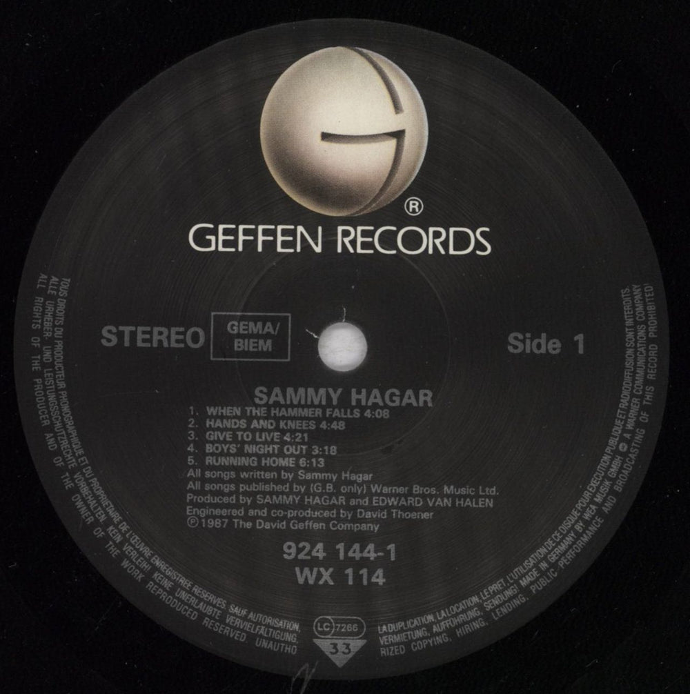 Sammy Hagar Sammy Hagar - Hype Stickered German vinyl LP album (LP record) HGALPSA843086