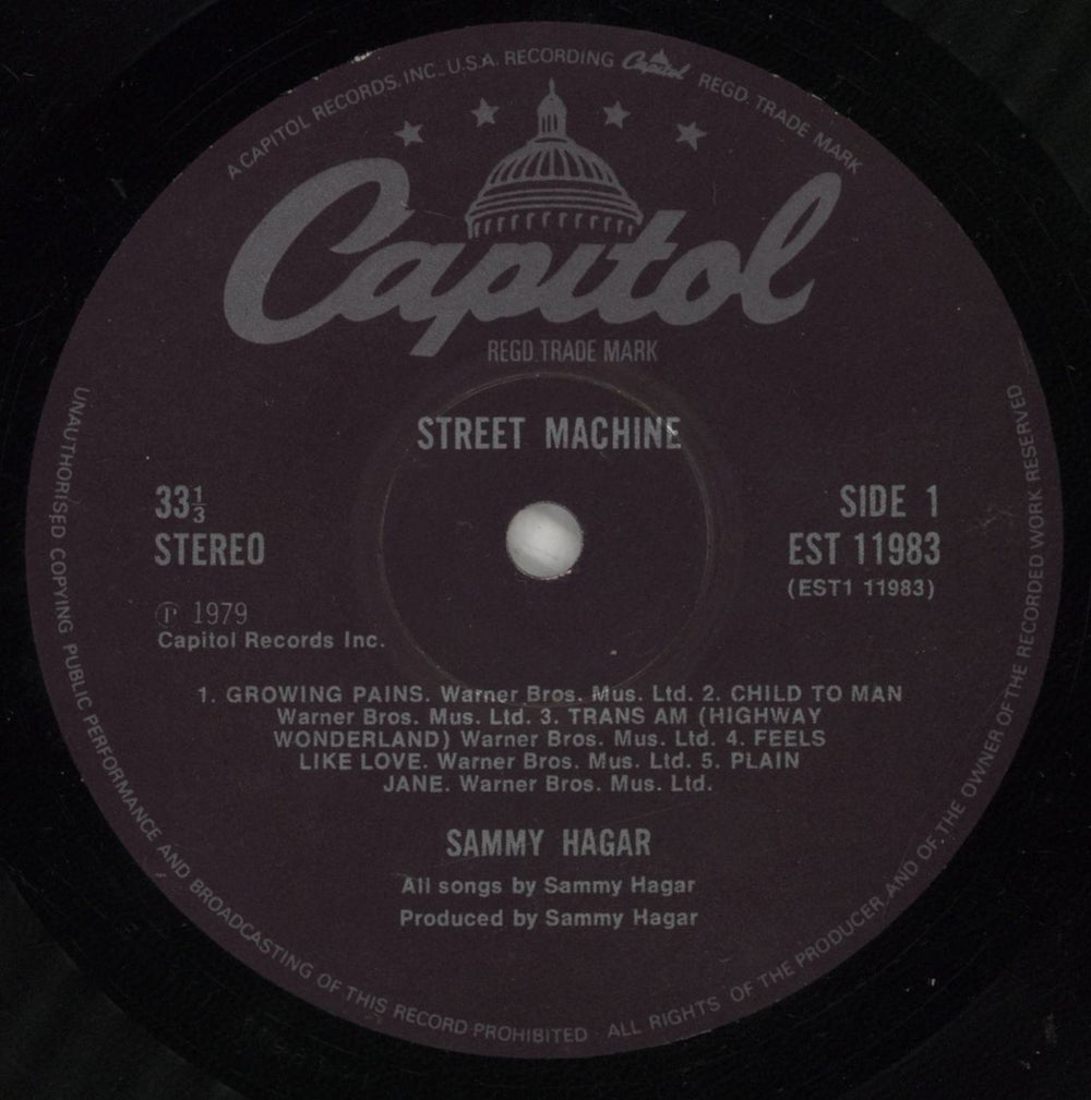 Sammy Hagar Street Machine UK vinyl LP album (LP record) HGALPST504181