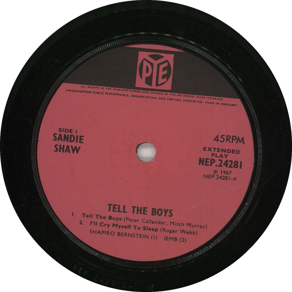 Sandie Shaw Tell The Boys EP UK 7" vinyl single (7 inch record / 45)