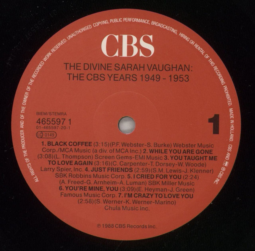 Sarah Vaughan The Divine Sarah Vaughan (The CBS Years 1949 - 1953) Dutch 2-LP vinyl record set (Double LP Album) VAA2LTH880016