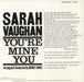 Sarah Vaughan You're Mine You - 200gm Vinyl UK vinyl LP album (LP record)