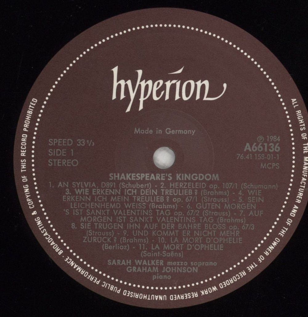 Sarah Walker Shakespeare's Kingdom UK vinyl LP album (LP record) 8F3LPSH852983