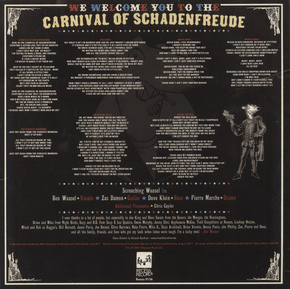 Screeching Weasel Carnival Of Schadenfreude US 12" vinyl single (12 inch record / Maxi-single)