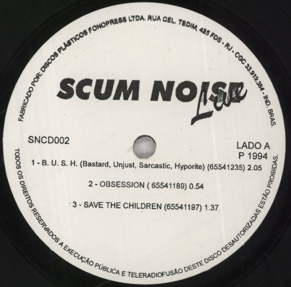 Scum Noise Live Brazilian 7" vinyl single (7 inch record / 45) YC007LI837912