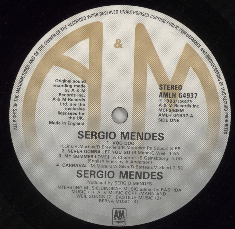 Sergio Mendes Sergio Mendes UK vinyl LP album (LP record) RGMLPSE686742