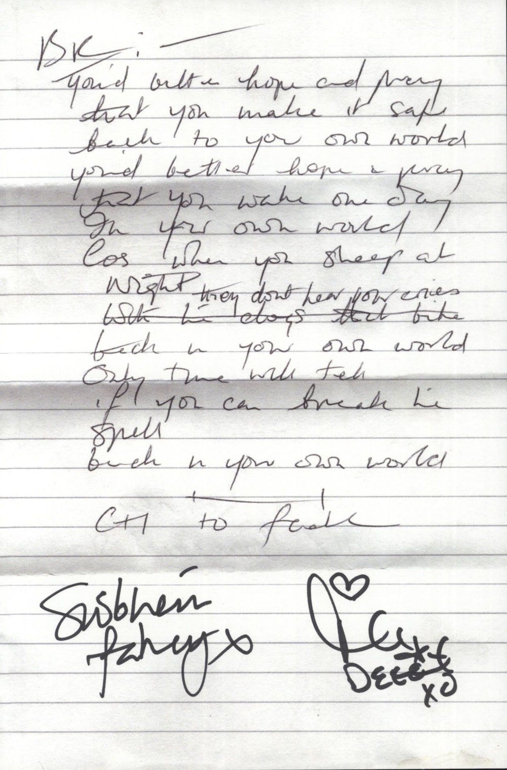 Shakespear's Sister Stay - Sealed - Signed Lyric Sheet UK 7" vinyl single (7 inch record / 45) SIS07ST874060