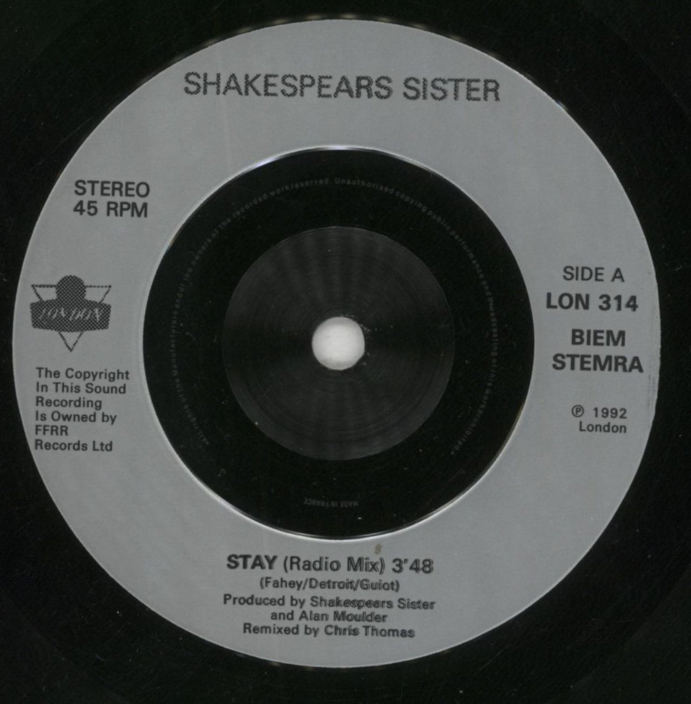 Shakespear's Sister Stay UK 7" vinyl single (7 inch record / 45) SIS07ST58175