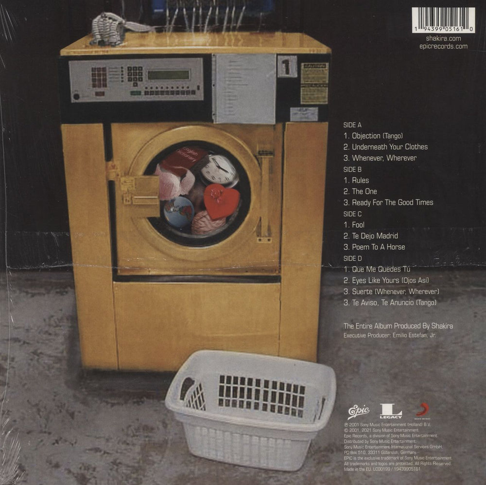 Shakira Laundry Service - Opaque Yellow Vinyl - stickered shrink UK 2-LP vinyl record set (Double LP Album) 194399051610