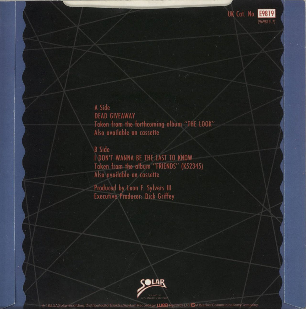 Shalamar Dead Giveaway UK 7" vinyl single (7 inch record / 45)