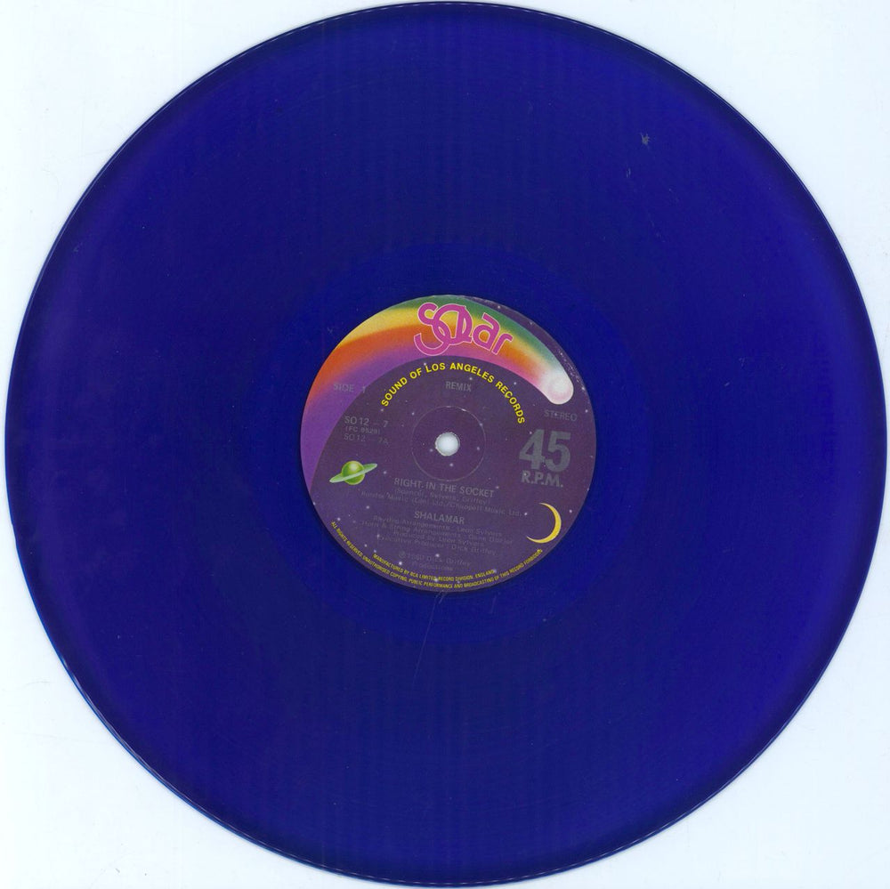 Shalamar Right In The Socket - Blue vinyl UK 12" vinyl single (12 inch record / Maxi-single) SO12-7