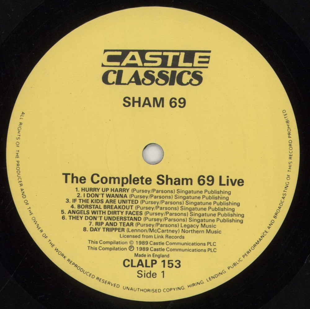 Sham 69 The Complete Sham 69 Live UK vinyl LP album (LP record) S69LPTH295209