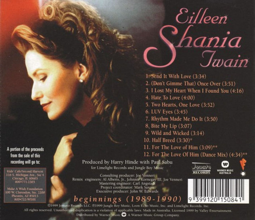 Shania Twain Beginnings Australian CD album (CDLP)