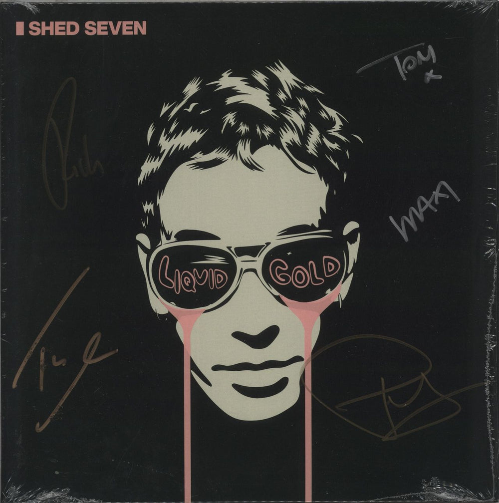 Shed Seven Liquid Gold - Green Vinyl + Autographed Sleeve UK 2-LP vinyl record set (Double LP Album) COOKLP920AM