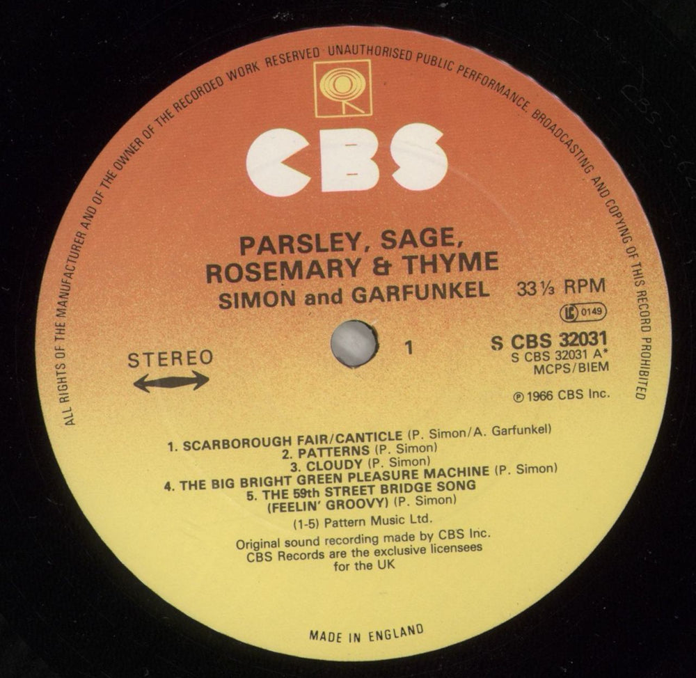 Simon & Garfunkel Parsley, Sage, Rosemary & Thyme - graduated orange UK vinyl LP album (LP record) SGFLPPA258373