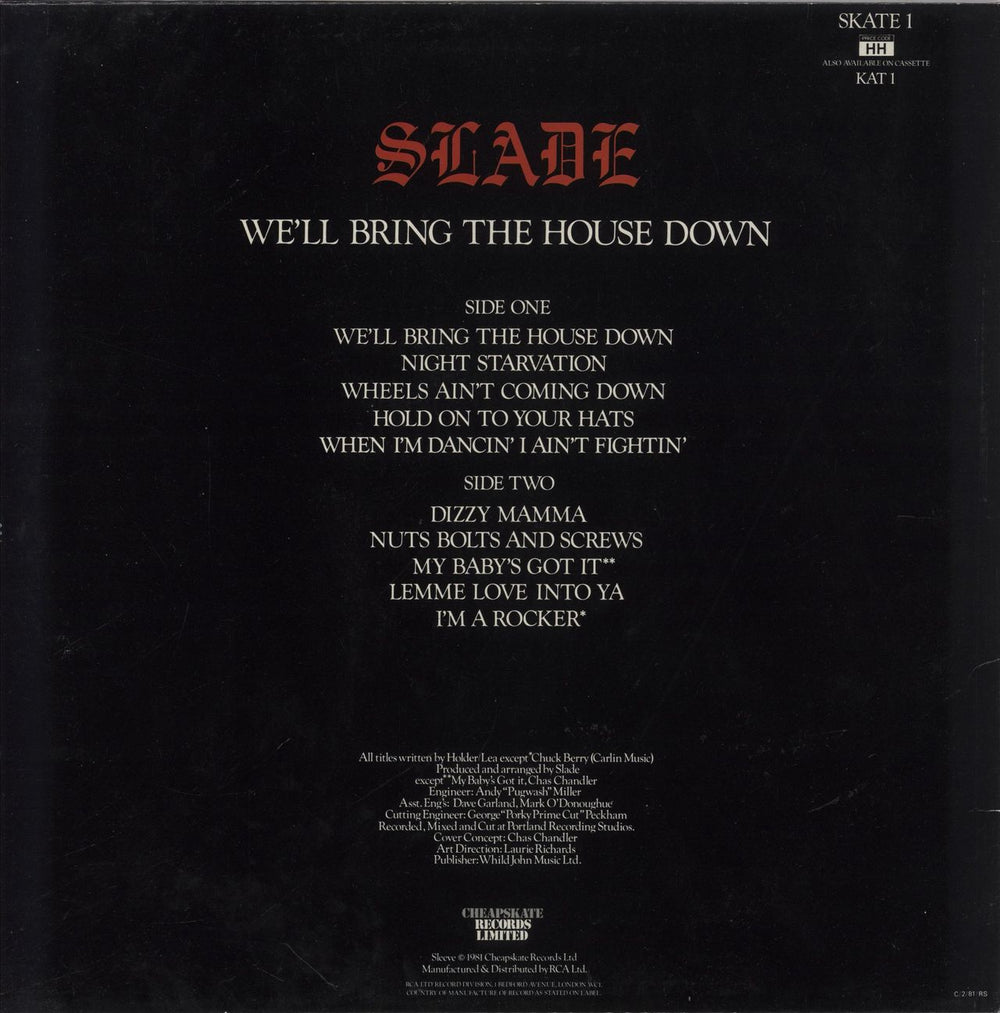 Slade We'll Bring The House Down + Merchandise Insert - EX UK vinyl LP album (LP record)