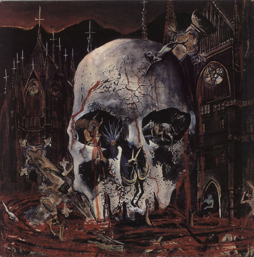 Slayer South Of Heaven + Inner - VG UK vinyl LP album (LP record) LONLP63