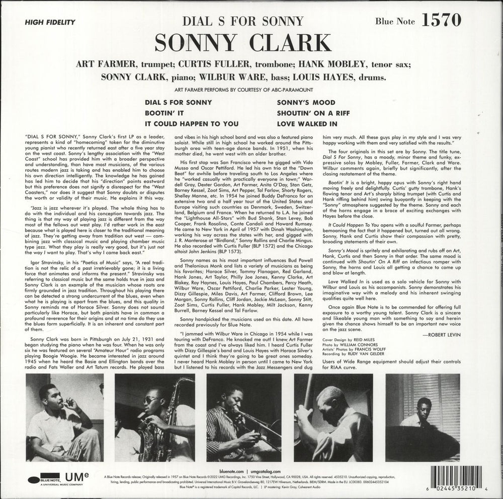 Sonny Clark Dial 'S' For Sonny - 180gm UK vinyl LP album (LP record) 602445352104