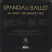 Spandau Ballet 40 Years - The Greatest Hits - Red Vinyl - Sealed UK 2-LP vinyl record set (Double LP Album) 190295200046