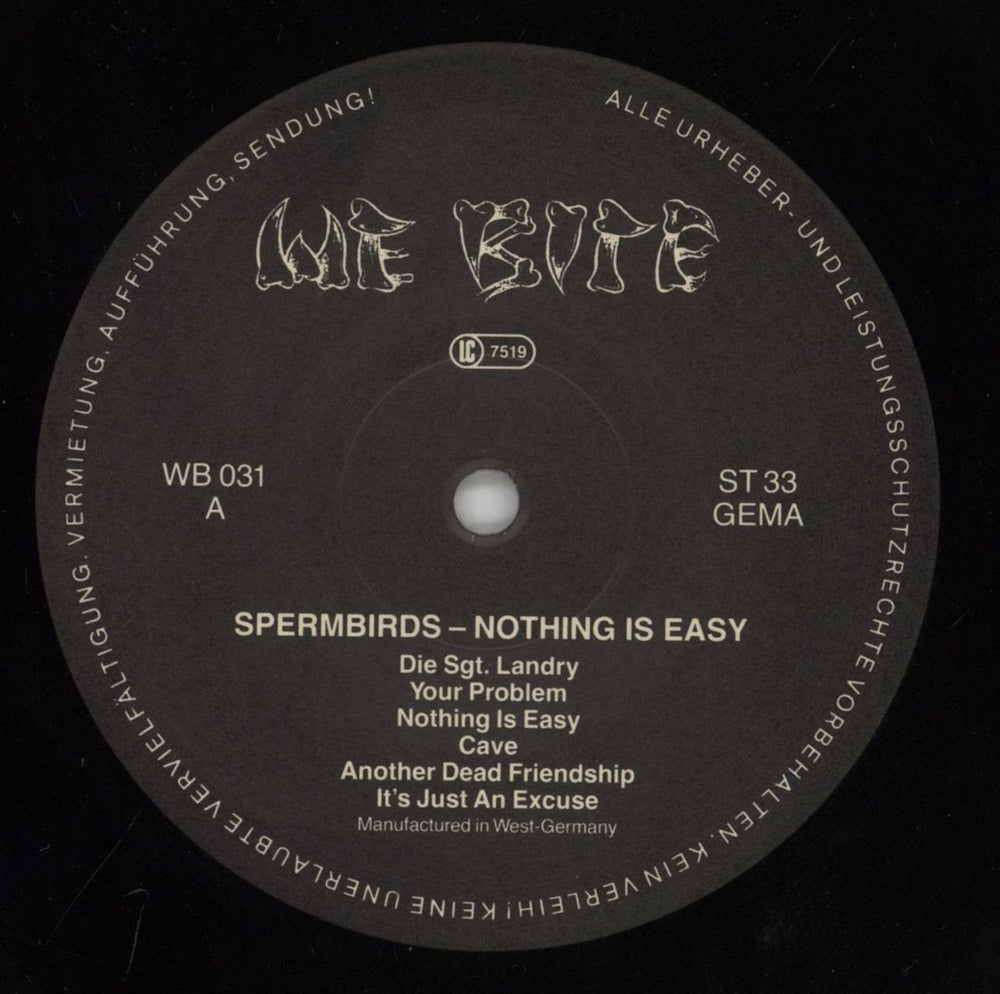 Spermbirds Nothing Is Easy German vinyl LP album (LP record) SMBLPNO863184