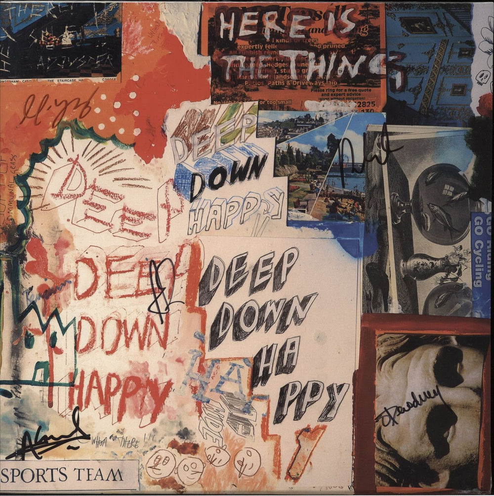 Sports Team Deep Down Happy - Blue Vinyl - Autographed - Sealed UK vinyl LP album (LP record) 0877089