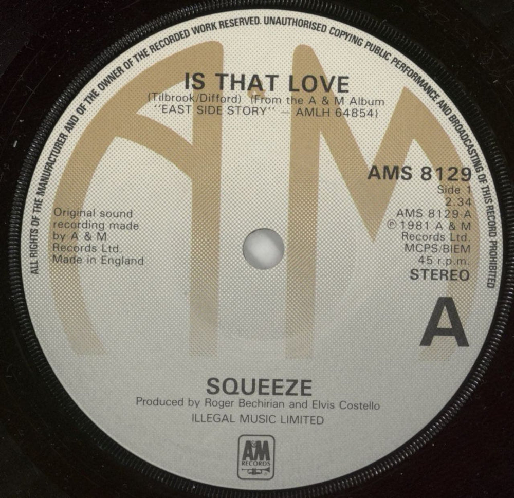 Squeeze Is That Love UK 7" vinyl single (7 inch record / 45) SQU07IS42545