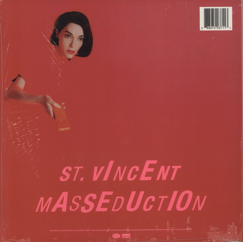 St. Vincent Masseduction - Pink Vinyl Stickered Shrink UK vinyl LP album (LP record) 888072037113