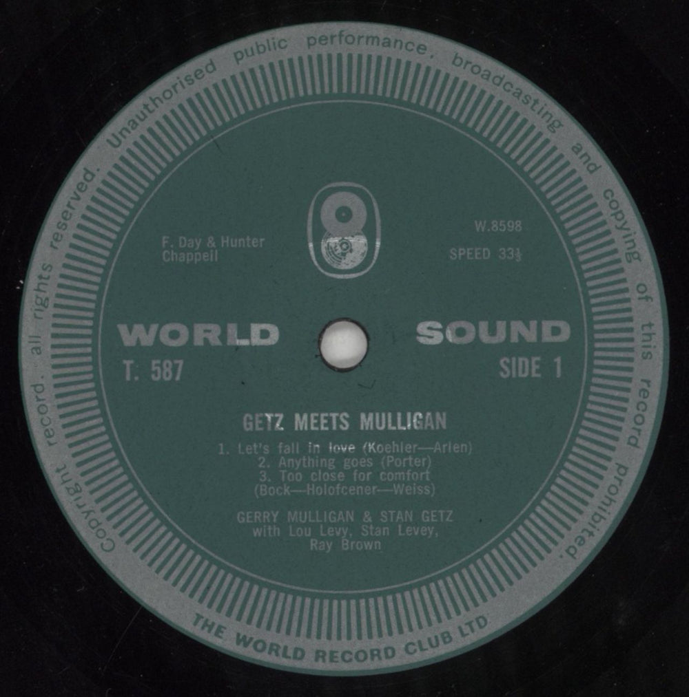 Stan Getz Getz Meets Mulligan UK vinyl LP album (LP record) SGQLPGE443825