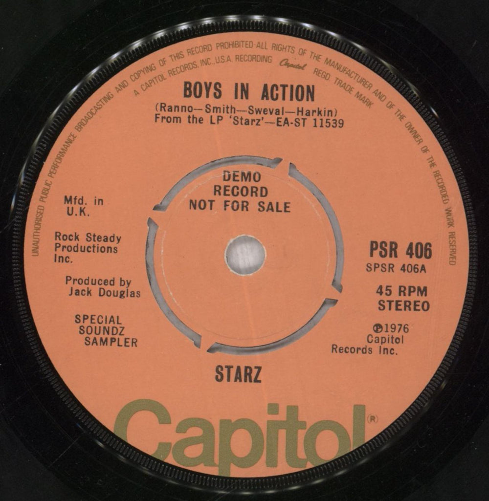 Starz Boys In Action UK Promo 7" vinyl single (7 inch record / 45) SI807BO847584