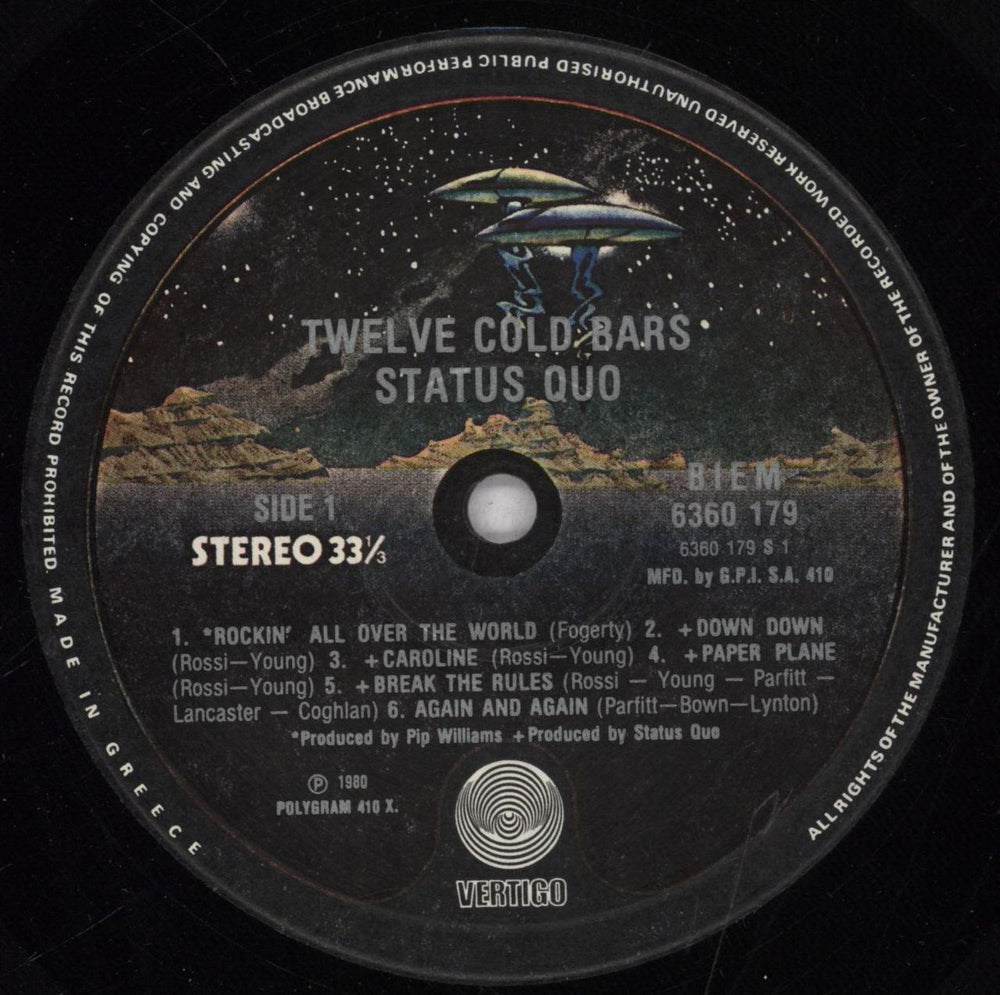 Status Quo 12 Gold Bars Greek vinyl LP album (LP record) QUOLPGO845477