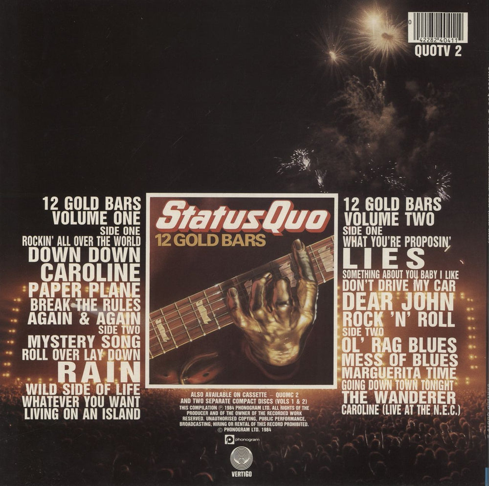 Status Quo 12 Gold Bars Volume 1+1 + Hype Sticker UK vinyl LP album (LP record) 042282404114