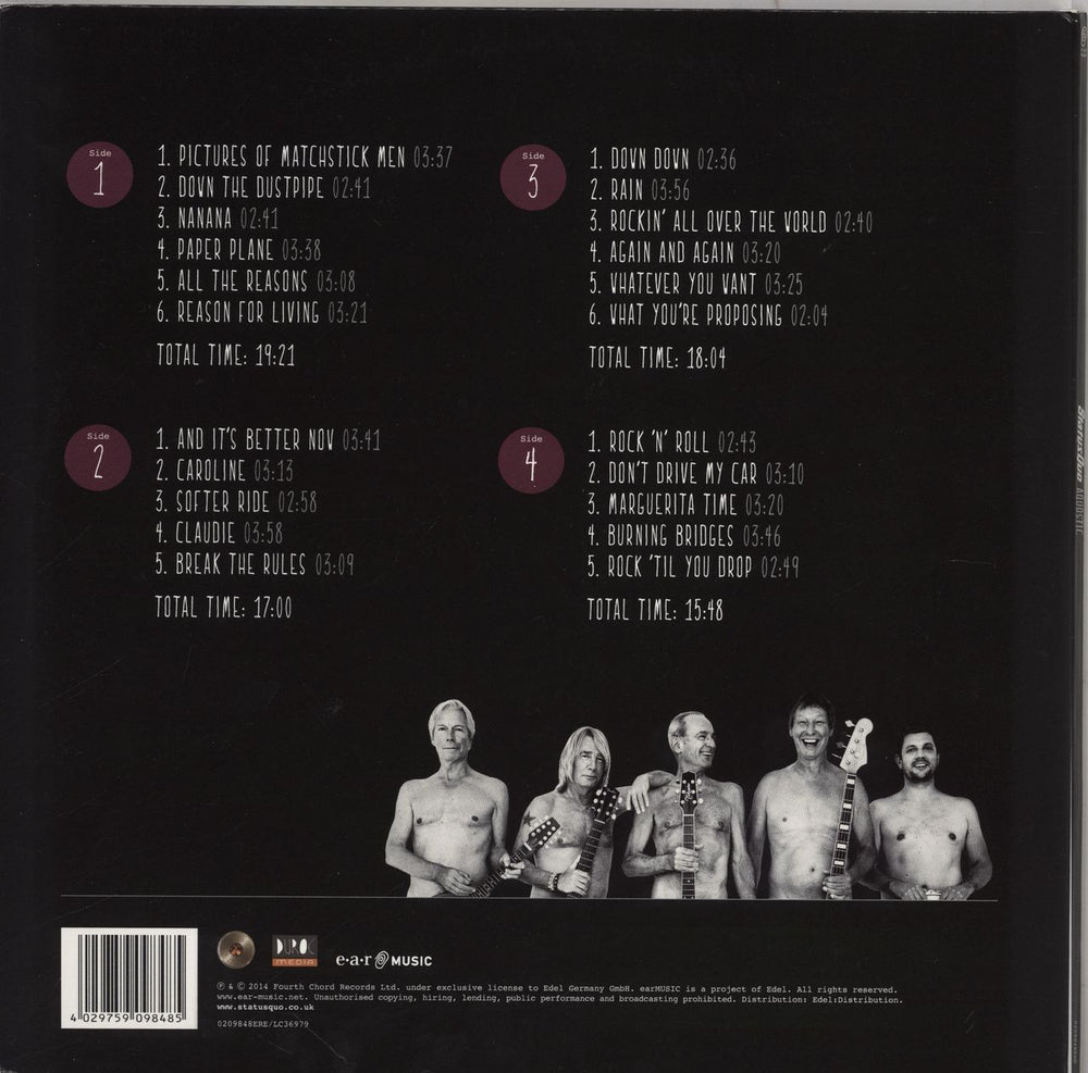Status Quo Aquostic: Stripped Bare German 2-LP vinyl record set (Double LP Album) 4029759098485