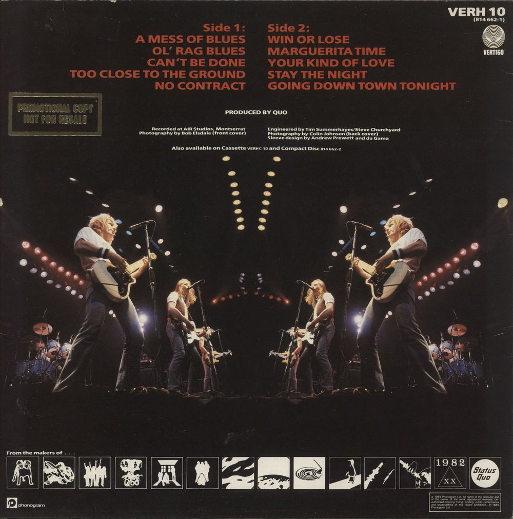 Status Quo Back To Back + PR UK vinyl LP album (LP record)