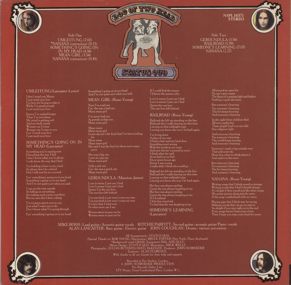 Status Quo Dog Of Two Head - Brown Vinyl UK vinyl LP album (LP record)