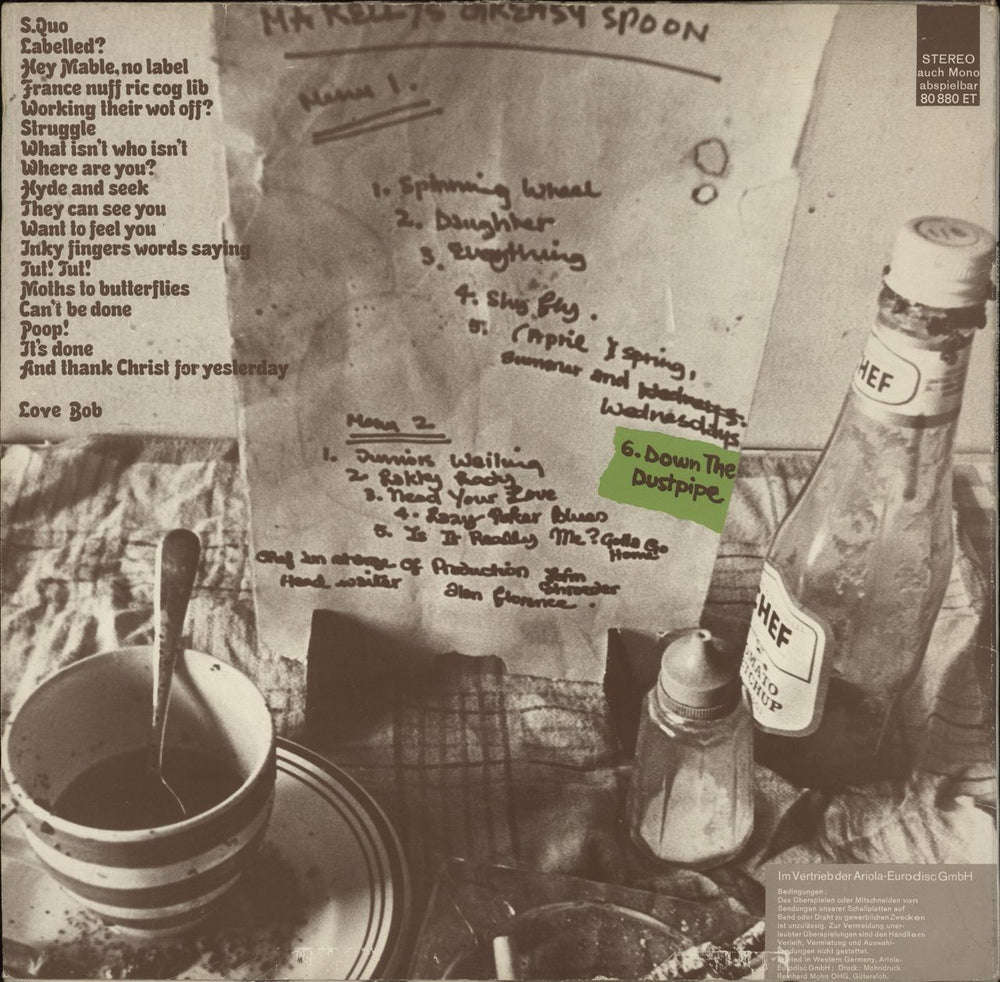 Status Quo Ma Kelly's Greasy Spoon German vinyl LP album (LP record)