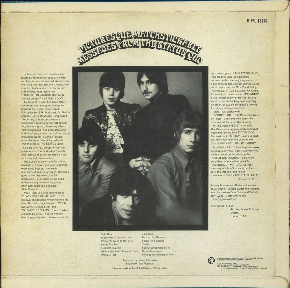Status Quo Picturesque Matchstickable Messages From Status Quo UK vinyl LP album (LP record)