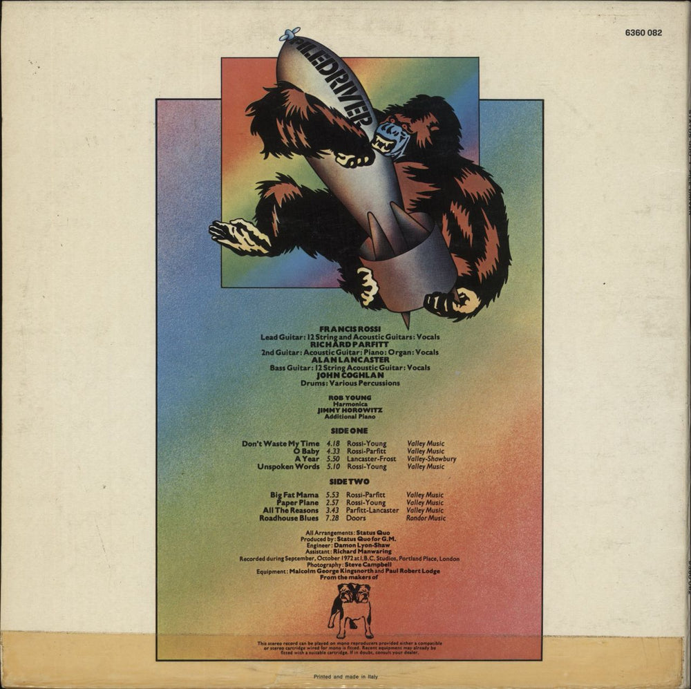 Status Quo Piledriver - VG Italian vinyl LP album (LP record)