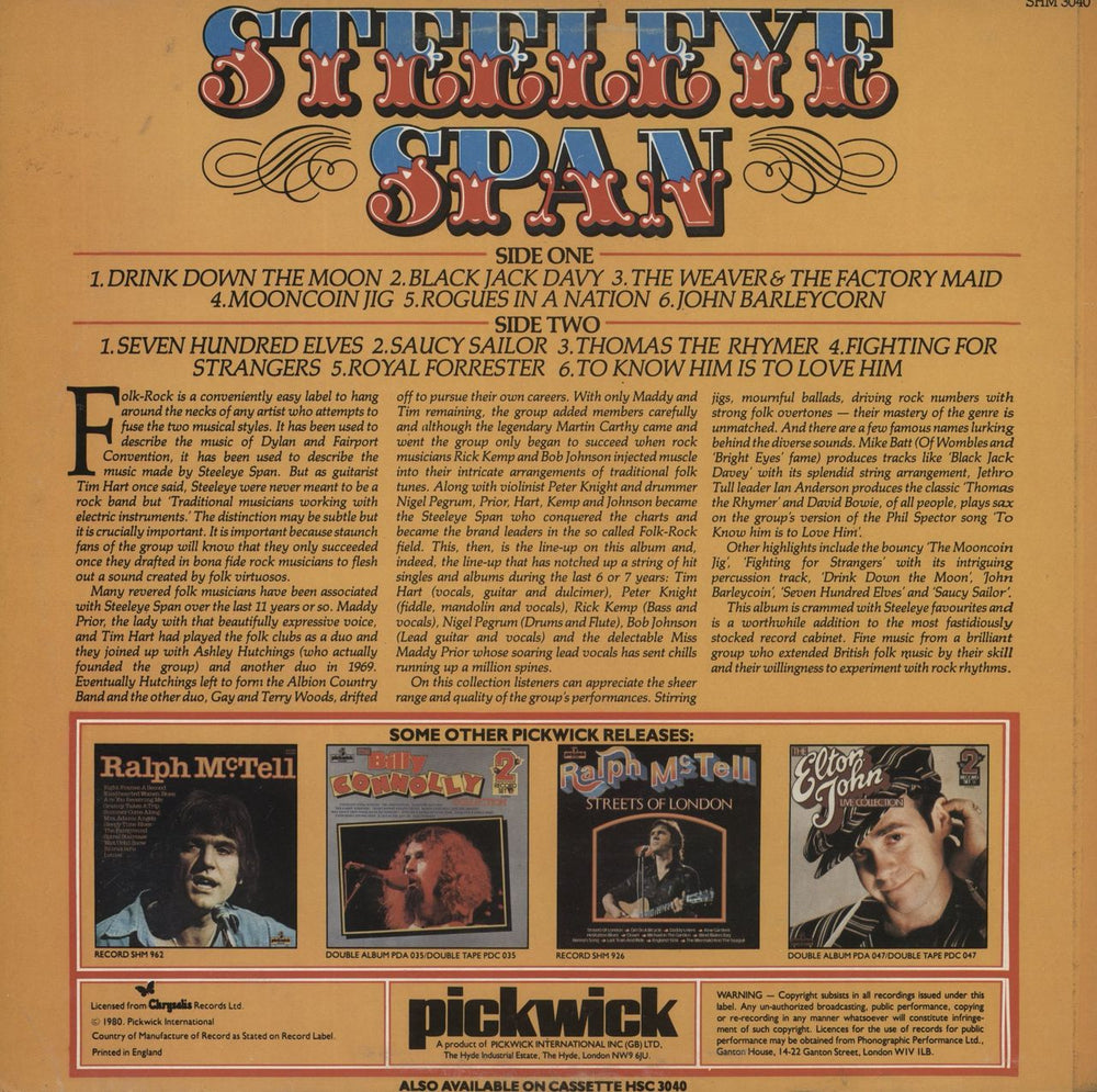 Steeleye Span Steeleye Span UK vinyl LP album (LP record)