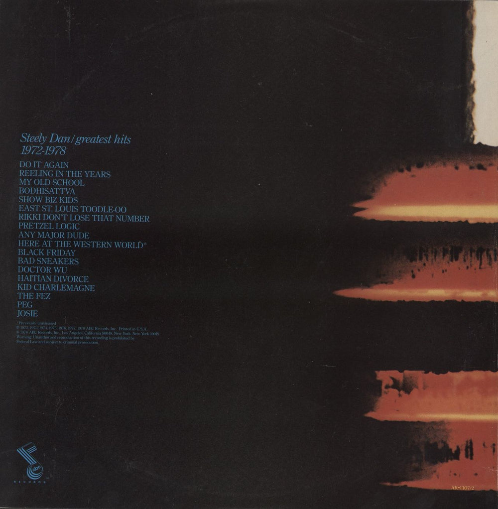 Steely Dan Greatest Hits US 2-LP vinyl record set (Double LP Album)