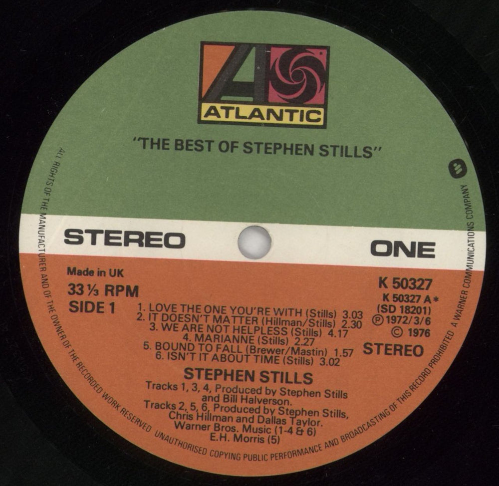 Stephen Stills Still Stills: The Best Of UK vinyl LP album (LP record) SPSLPST615709